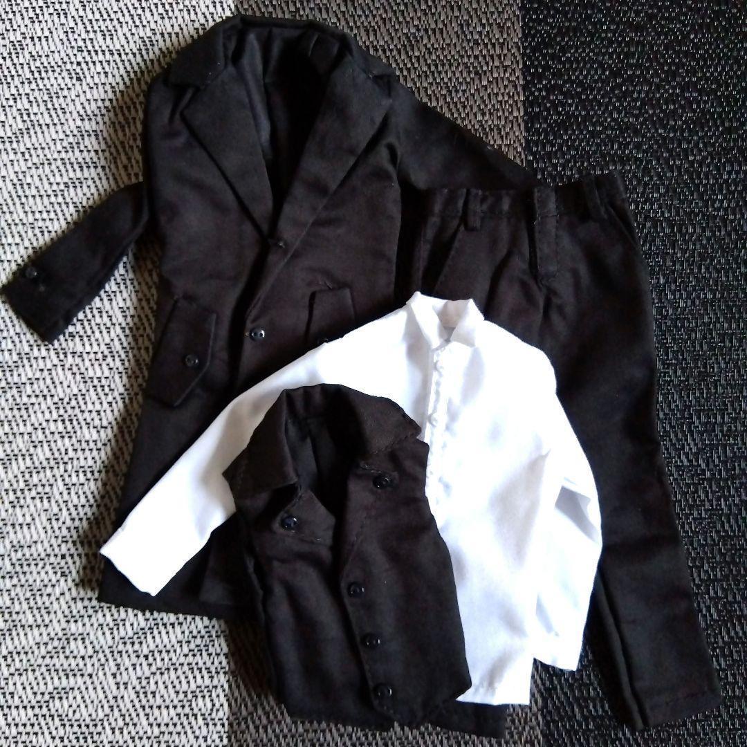 ジェニーボーイフレンド リカちゃんパパに 黒いコートのセット スーツ