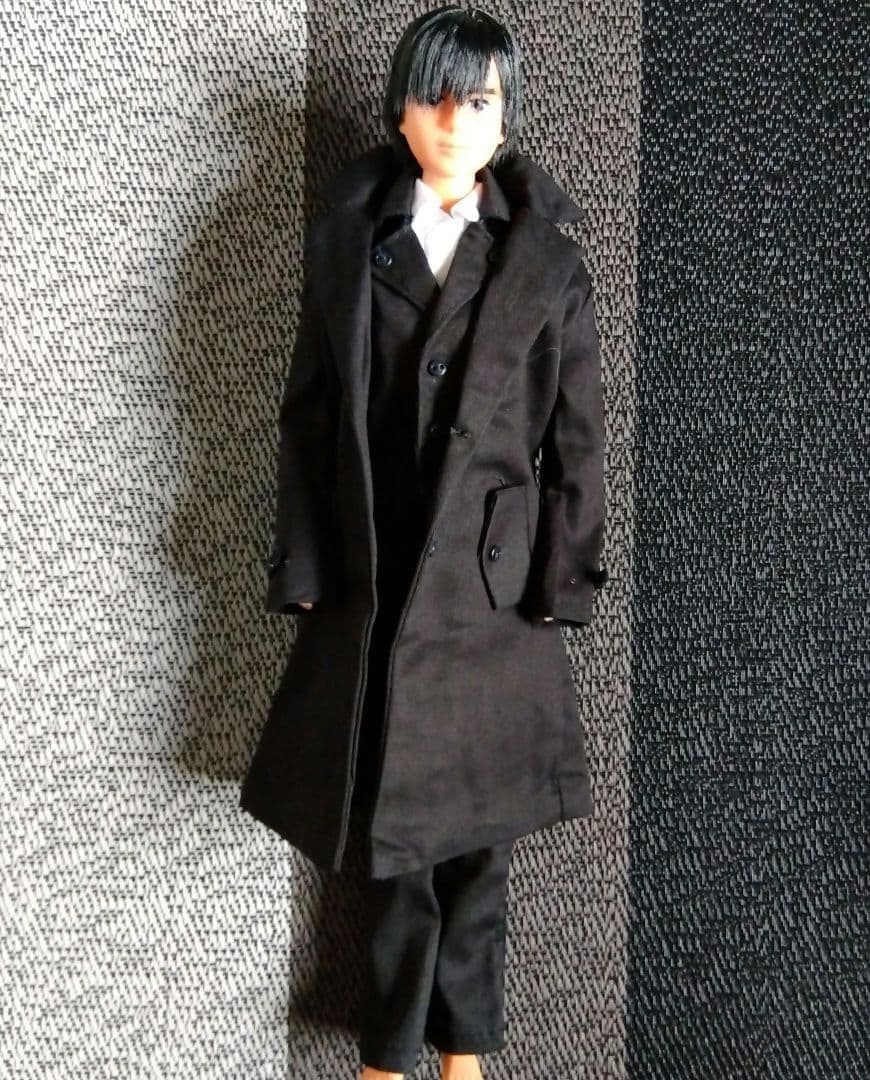 ジェニーボーイフレンド リカちゃんパパに 黒いコートのセット スーツ