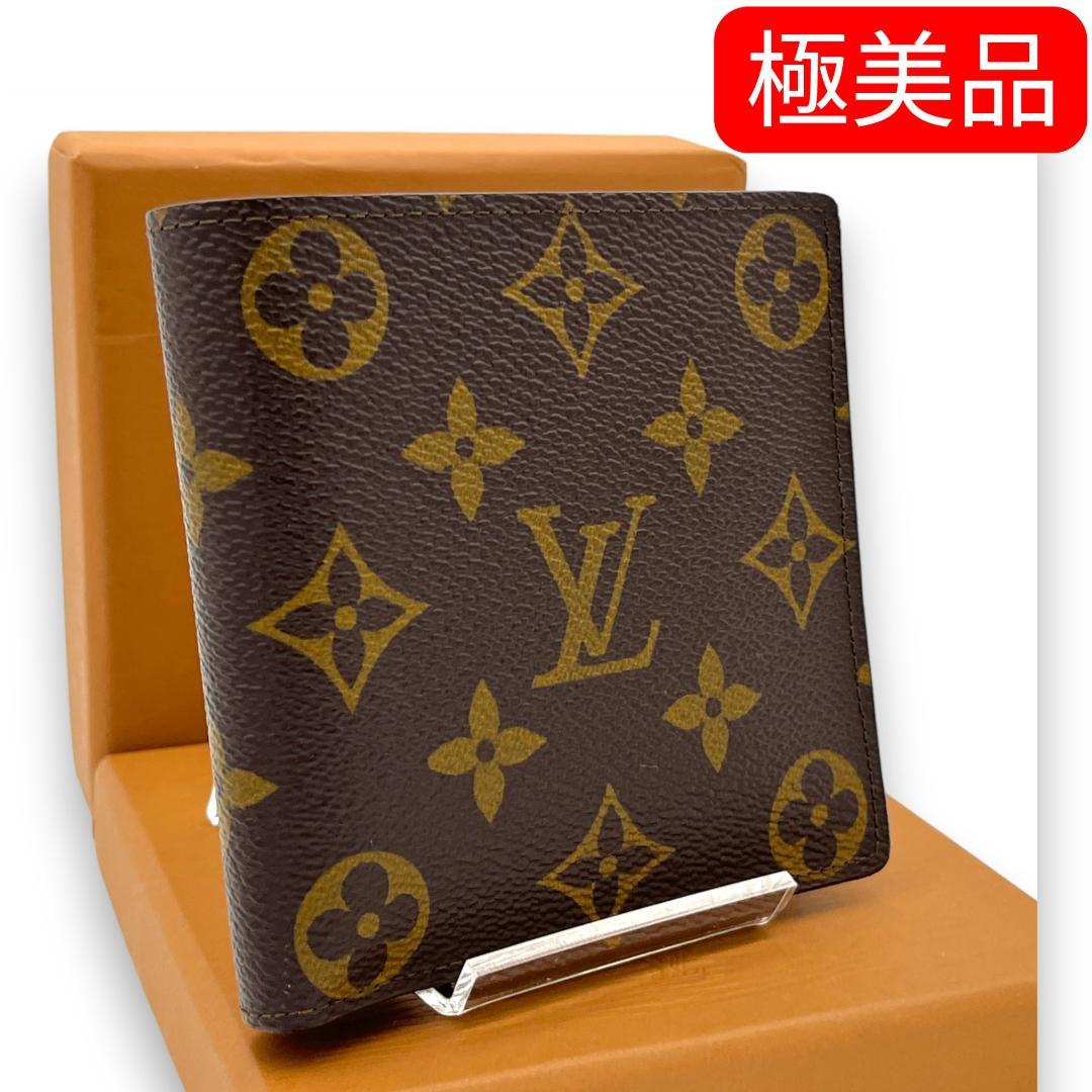 【極美品】ルイヴィトン 二つ折り財布 ポルトフォイユ マルコ モノグラム 箱付