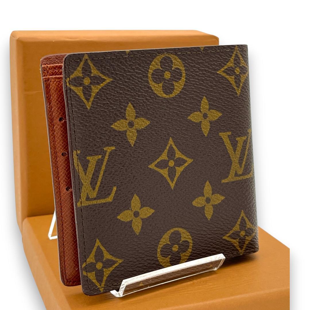 【極美品】ルイヴィトン 二つ折り財布 ポルトフォイユ マルコ モノグラム 箱付