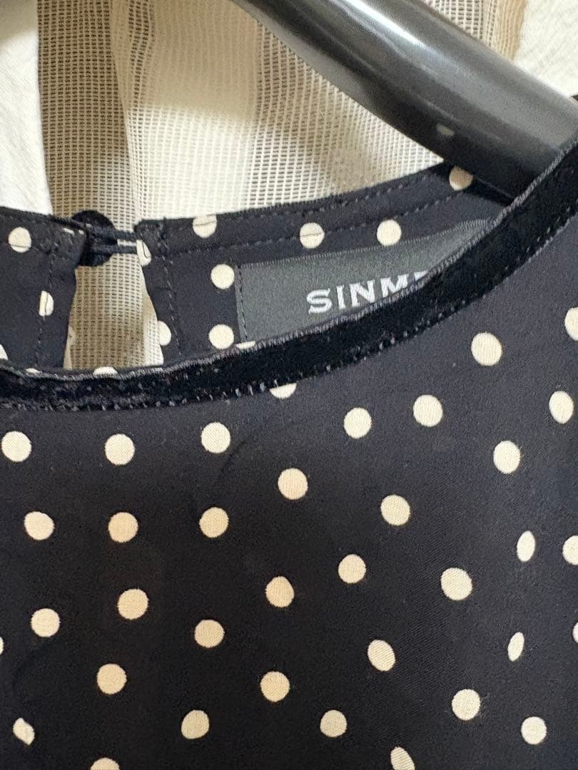 SINME ドット柄 長袖ワンピース