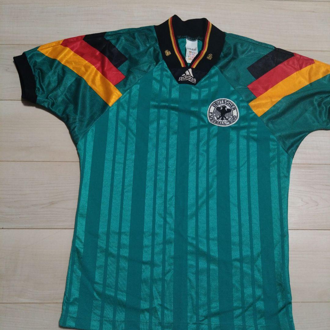 1992ドイツ代表アウェイユニフォーム　アディダス 緑色 ストライプ シャツ