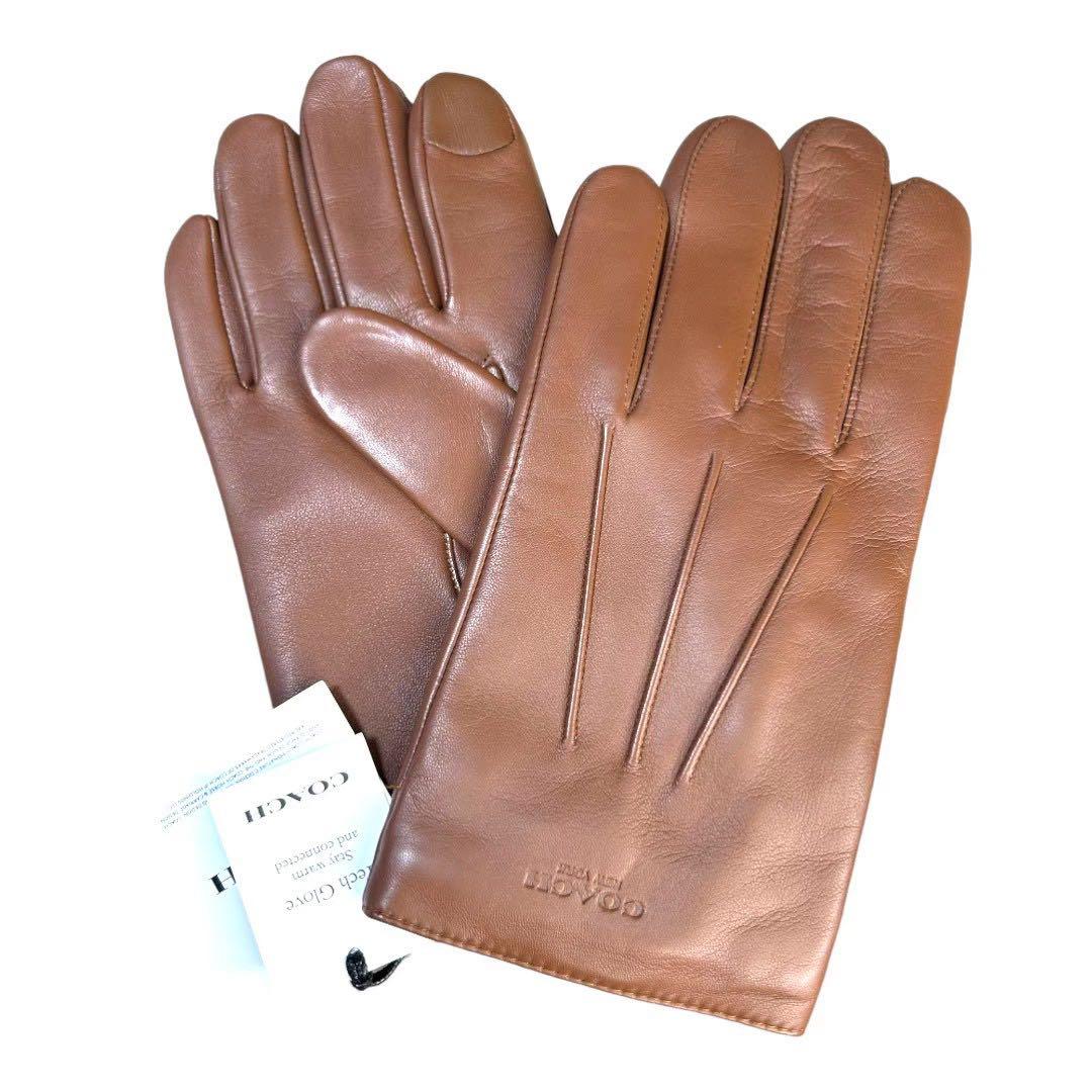 新品＊正規品 COACH コーチ 手袋 シープ レザー ウール ブラウン S