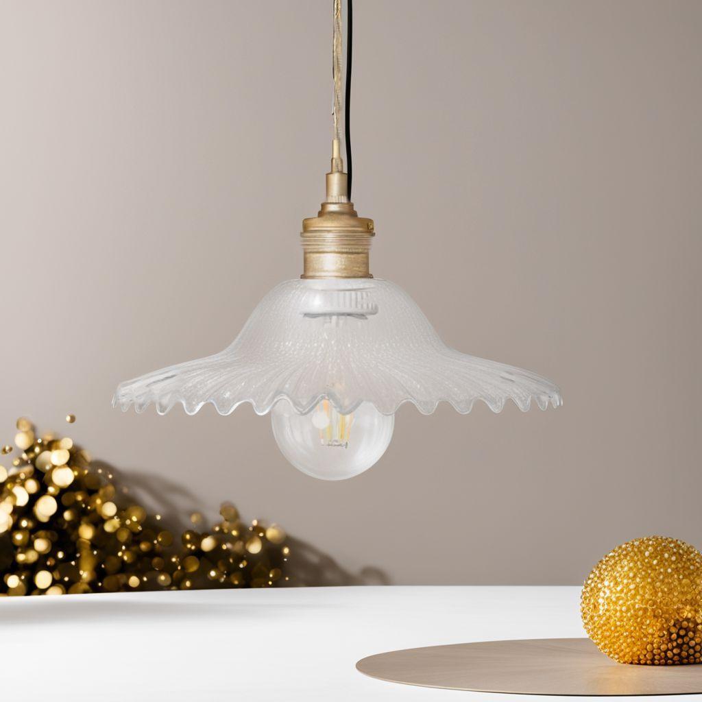 ガラスシェード付き1灯ペンダントライト 花 エレガント