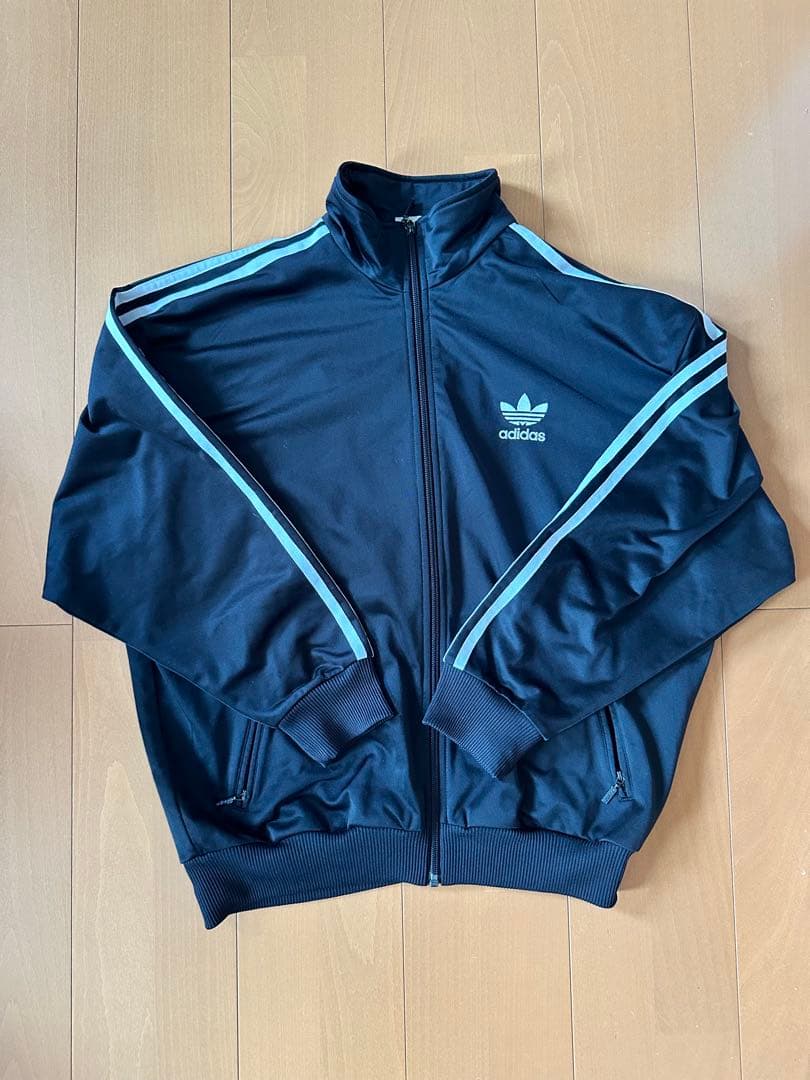 80s 万国旗タグ アディダス adidas トラックジャケット 黒 S