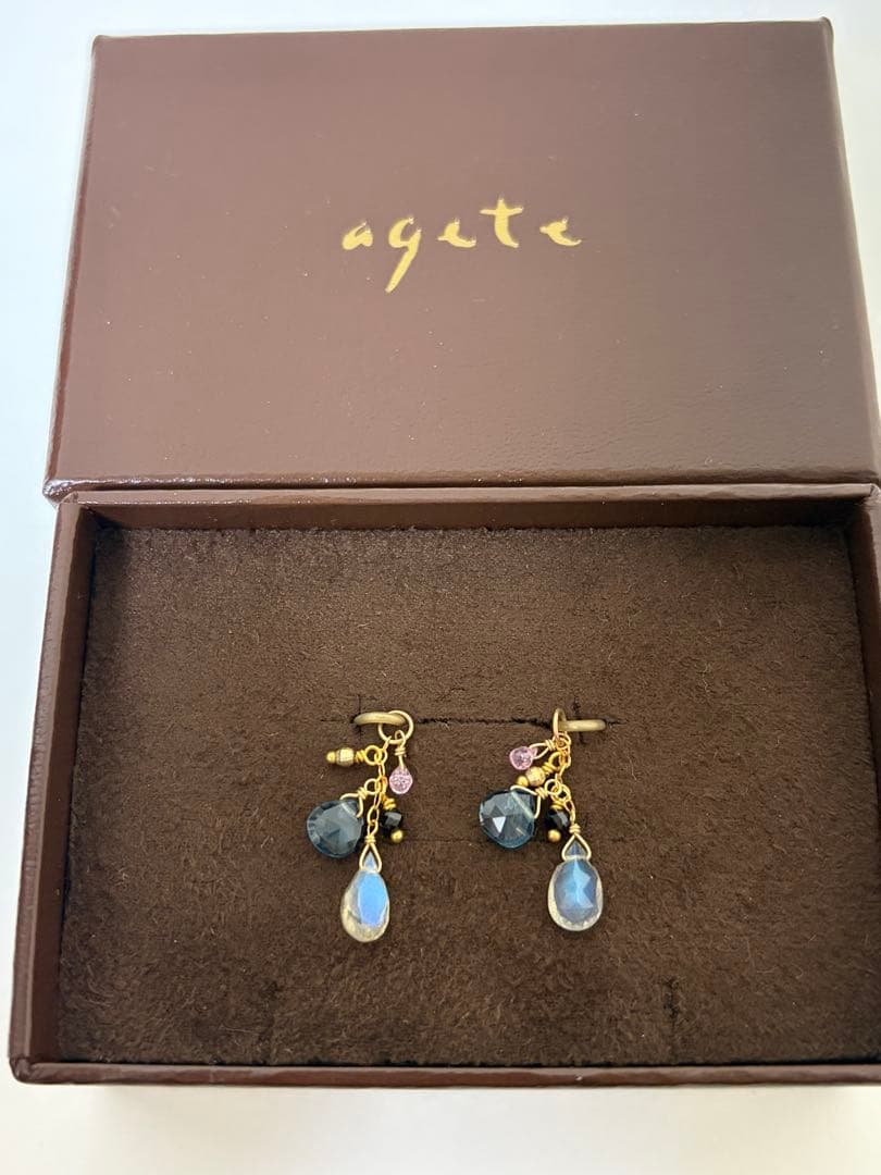 アガット　ピアスチャーム　カラーストーン　ピアス K10 YG美品