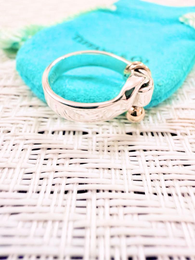 ティファニー フック＆アイ リング 9号　750 研磨洗浄済み　指輪　925