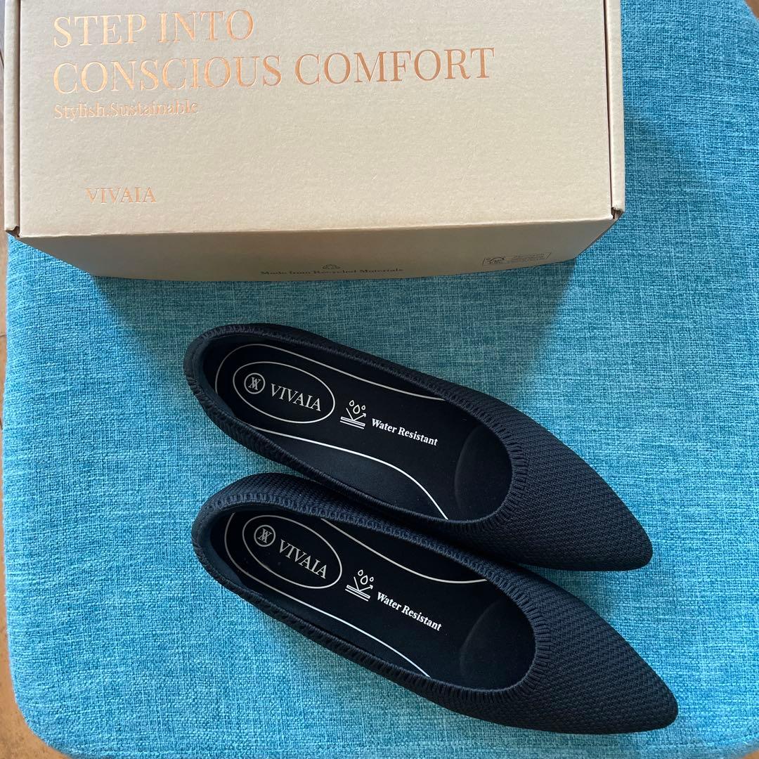 VIVAIA 撥水ニット ブラックフラットシューズ 最終値下げ