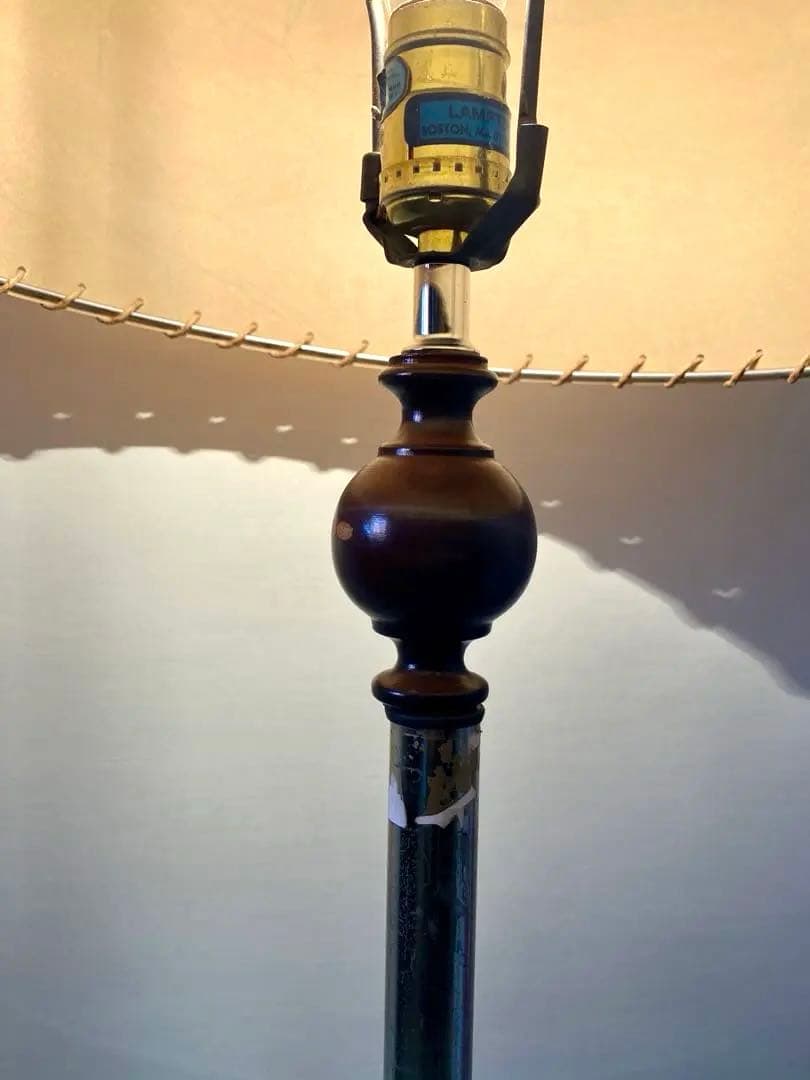 DEMODE購入 ヴィンテージ フロアランプ 真鍮×木製 アンティーク シェード