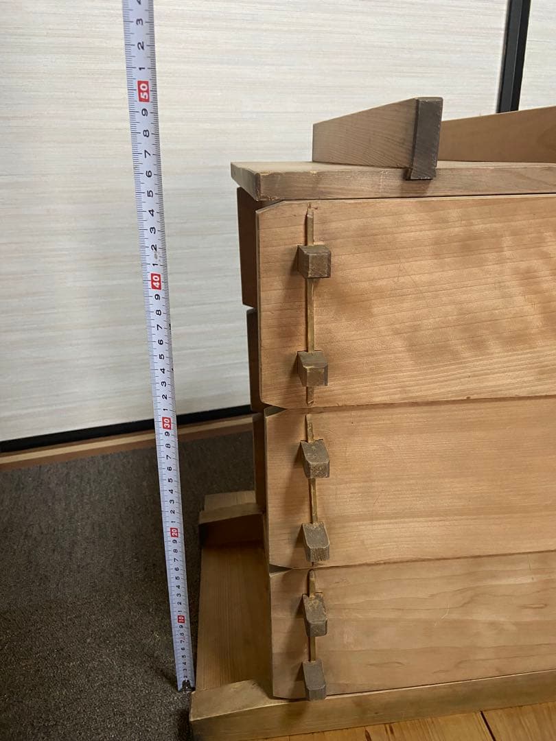 木製角【小】せいろ　アンティーク　レトロ　竹スノコ付き　蒸し器