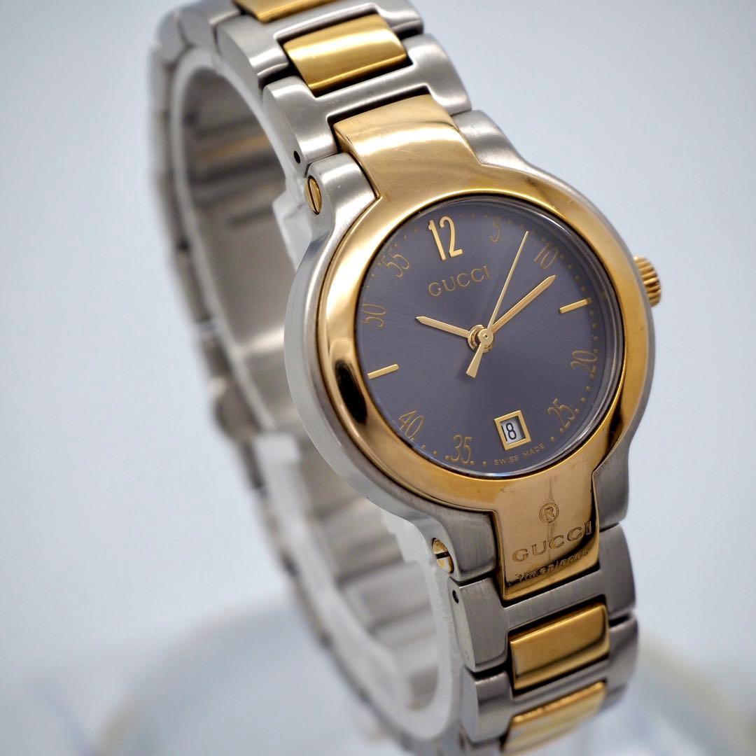 581 稼働 GUCCI レディース 時計 8900L デイト　シルバー　コンビ