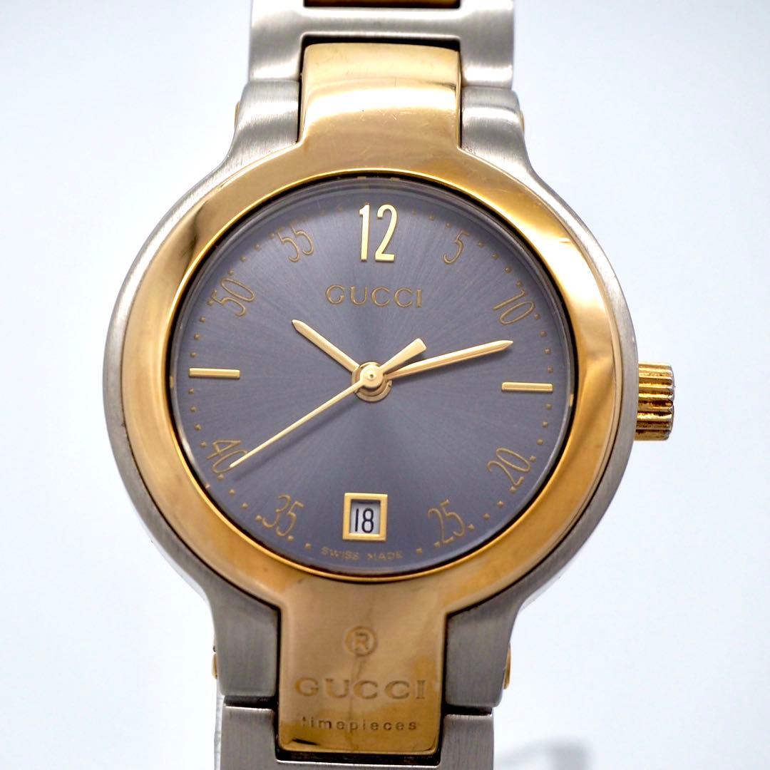 581 稼働 GUCCI レディース 時計 8900L デイト　シルバー　コンビ