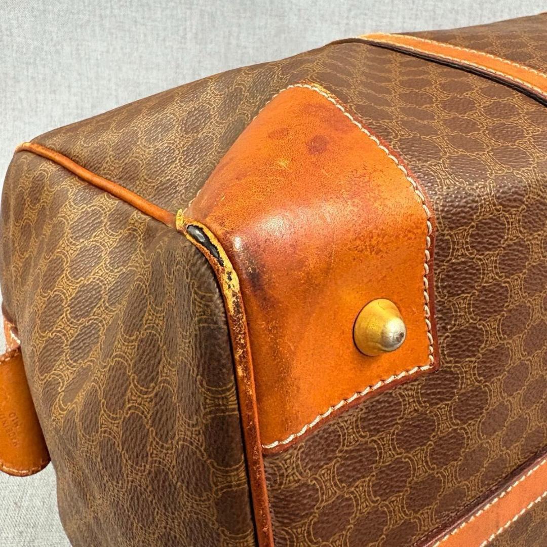 CELINE セリーヌ マカダム柄 ボストンバッグ PVC ブラウン レザー