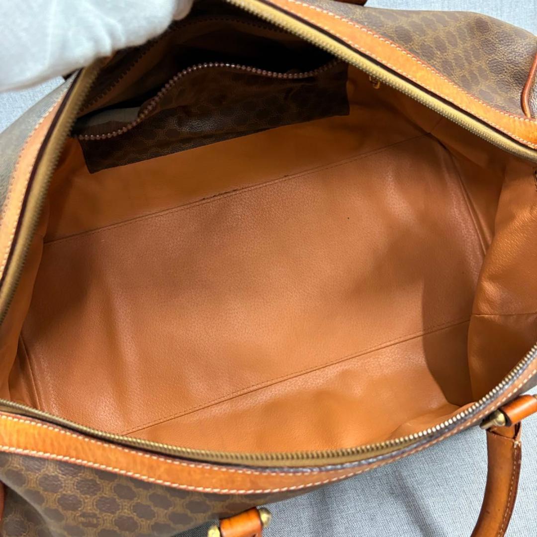 CELINE セリーヌ マカダム柄 ボストンバッグ PVC ブラウン レザー