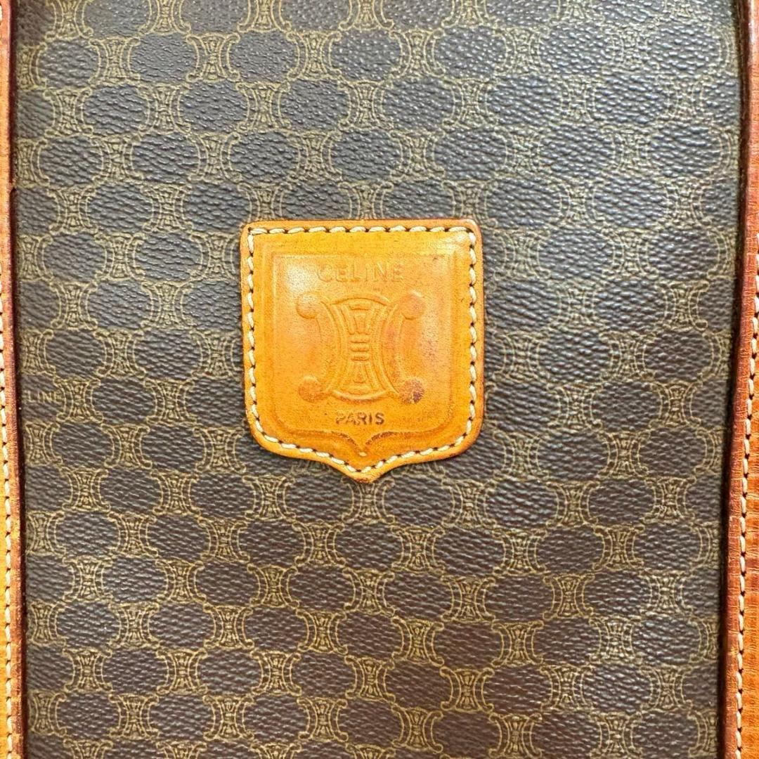 CELINE セリーヌ マカダム柄 ボストンバッグ PVC ブラウン レザー