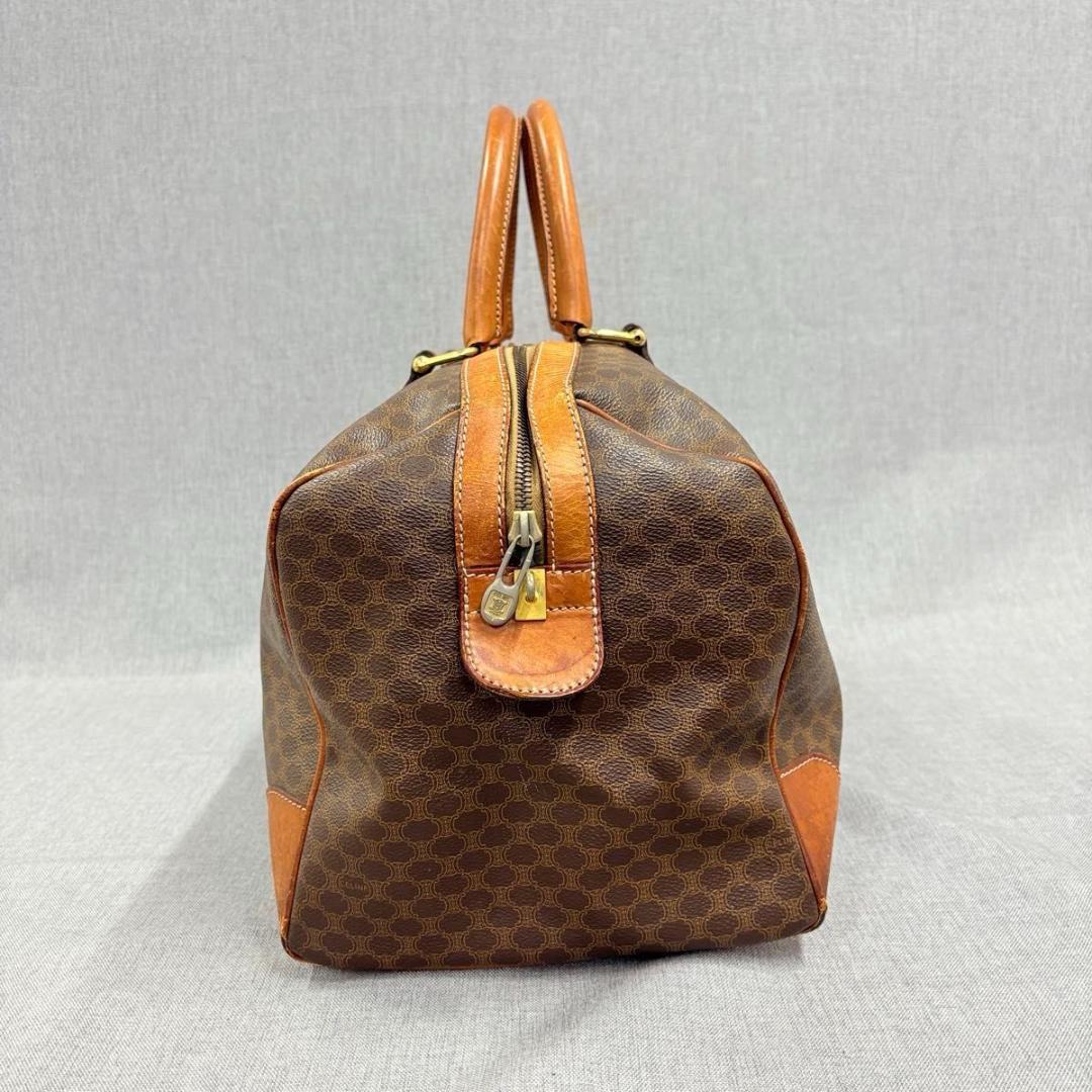 CELINE セリーヌ マカダム柄 ボストンバッグ PVC ブラウン レザー