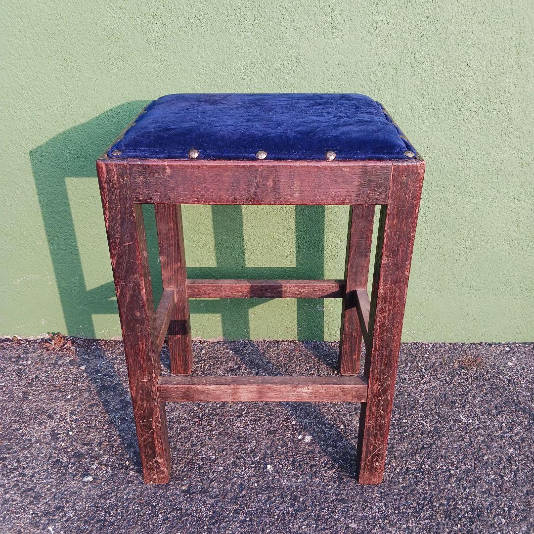 昭和レトロ　スツール　角スツール　椅子　木製　アンティーク