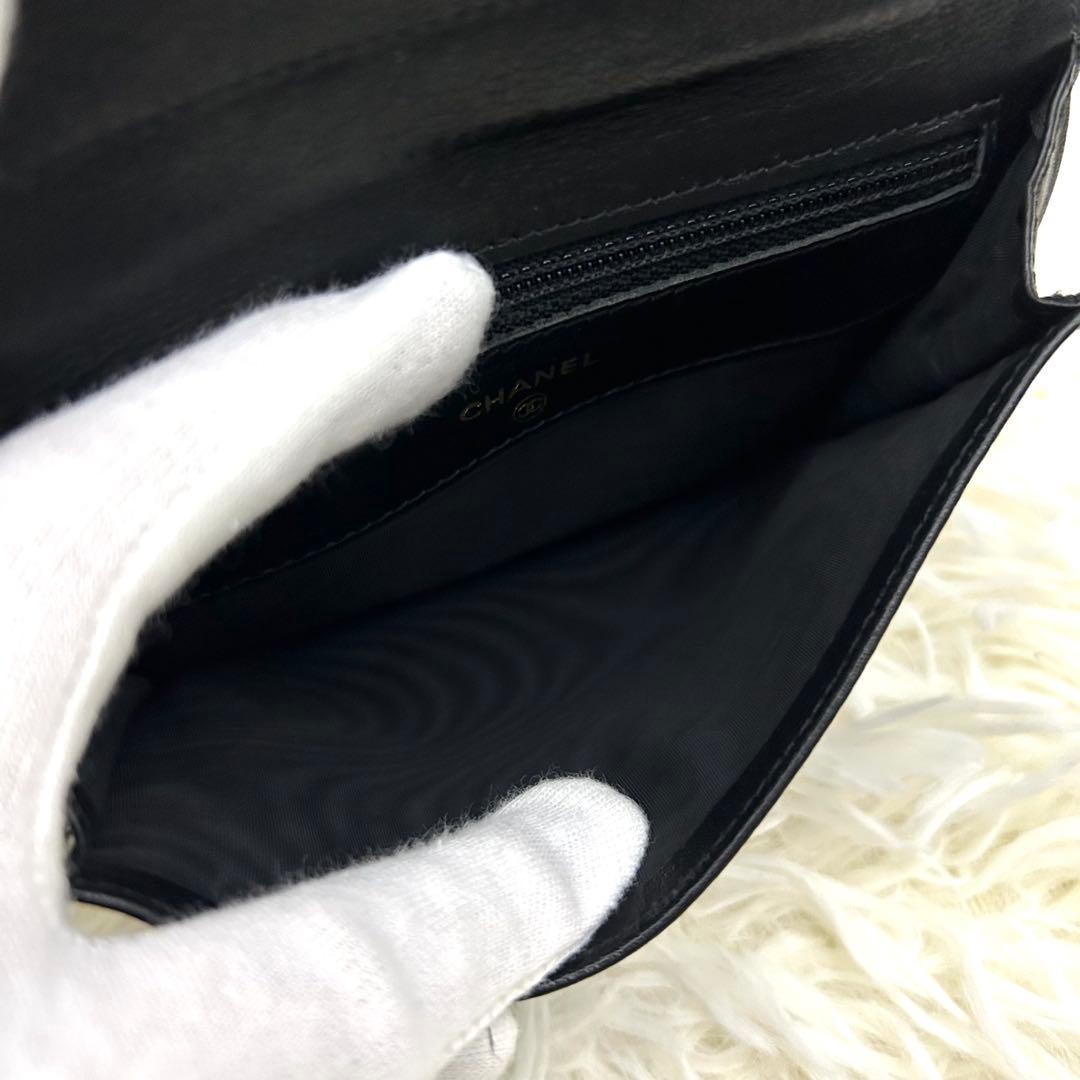 【美品】CHANEL シャネル ココマーク キャビアスキン ブラック