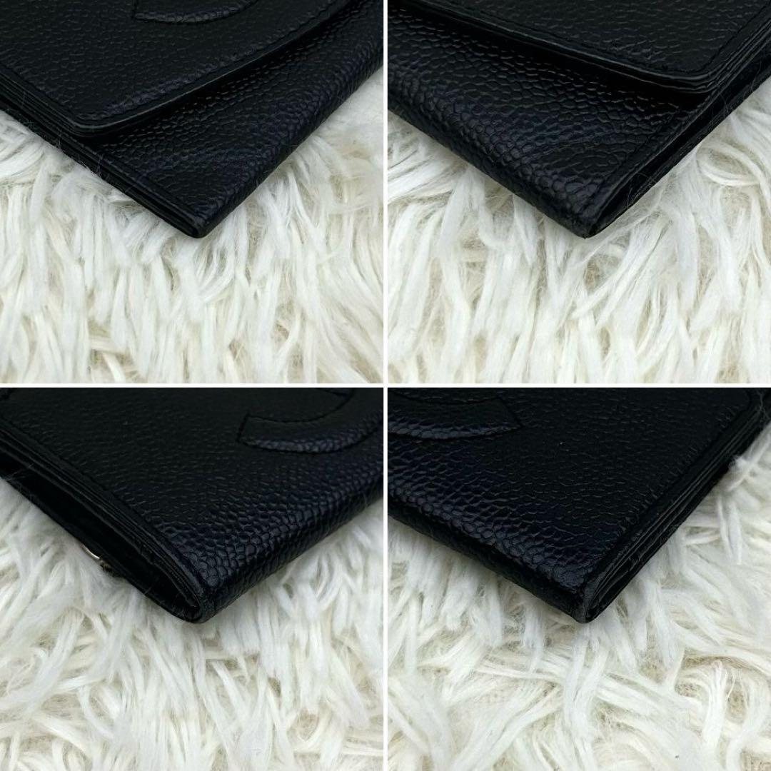 【美品】CHANEL シャネル ココマーク キャビアスキン ブラック