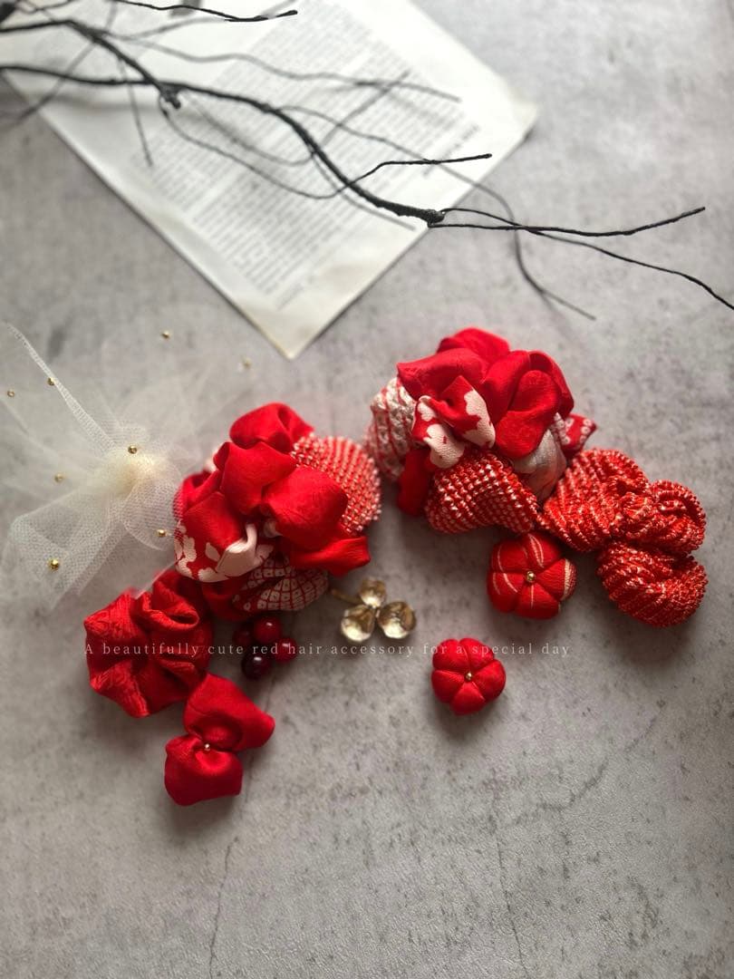 七五三　七五三髪飾り　ヘッドドレス　着物髪飾り　リメイク髪飾り　075