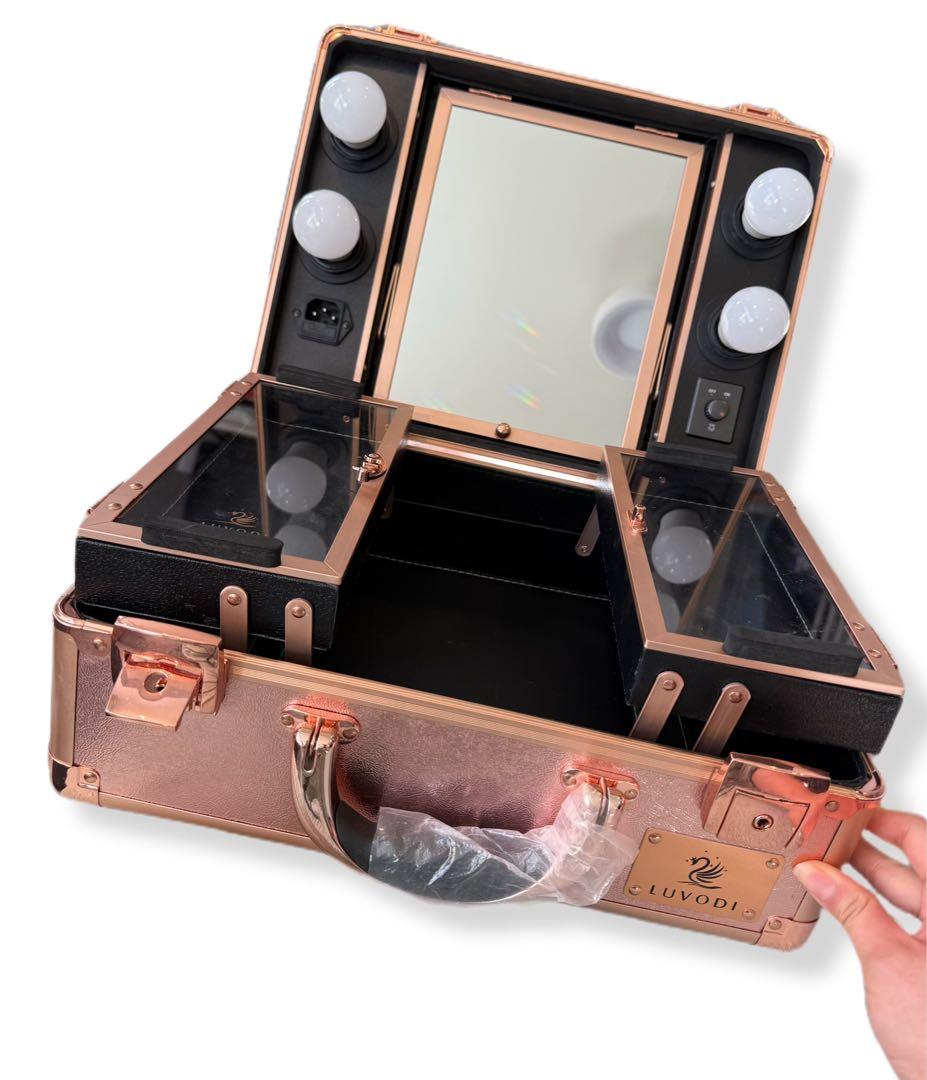 Susire メイクボックス コスメボックス 鏡付き ライト ミニドレッサー 収