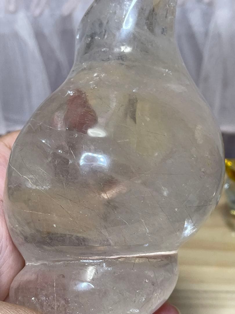 綺麗大きい巻貝水晶　ルチルと天然石アクアマリン水晶 丸玉 2点セット