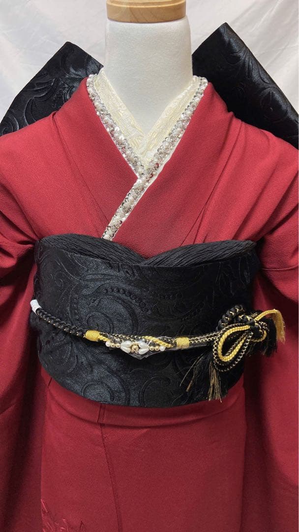 御所車花文刺繍　振袖　成人式　フルセット　正絹　　振袖フルセット