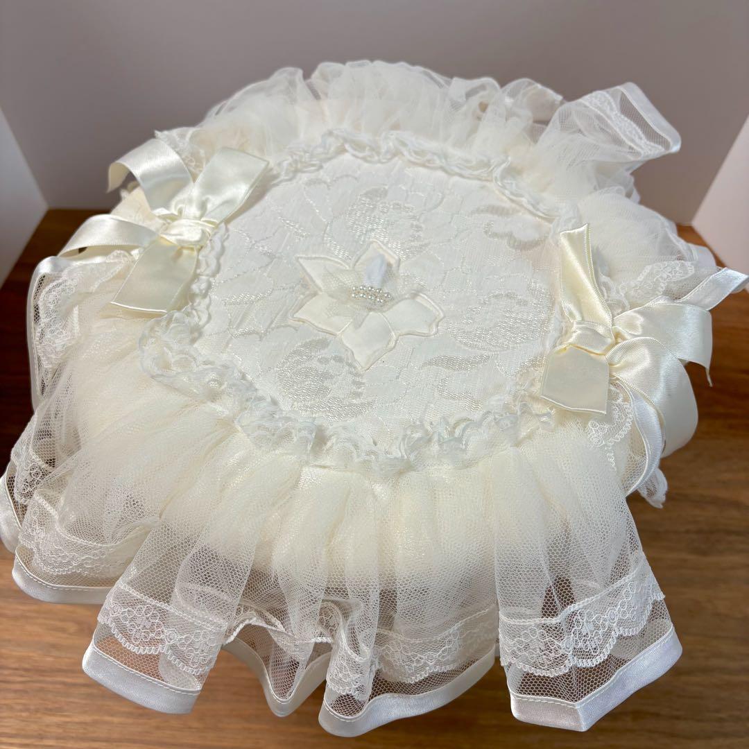 美品◇A.leplat◇ルプラ◇さえら◇繊細レースバスケット かご◇ホワイト