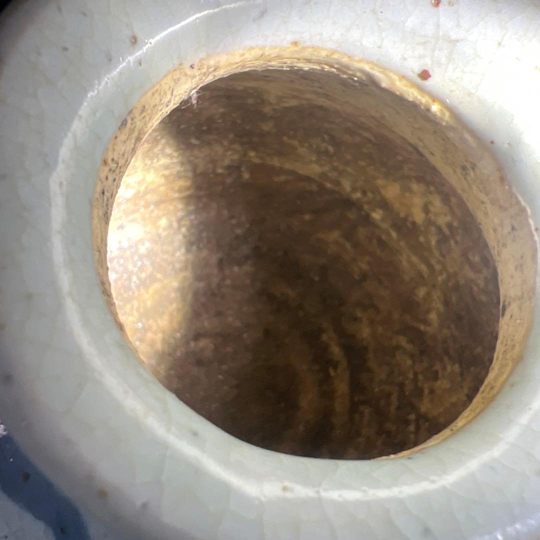 骨董　瓷器　染付双寿缶　茶壺　中国美術