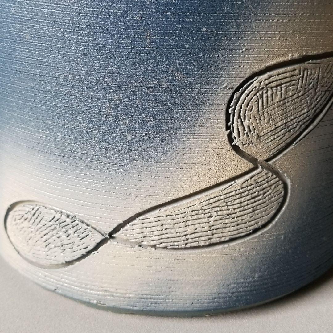 信楽焼傘立て  淡肌レリーフ 高さ４７cm