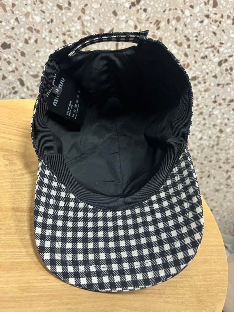 MiuMiu キャップ/ギンガムチェック/Black / M