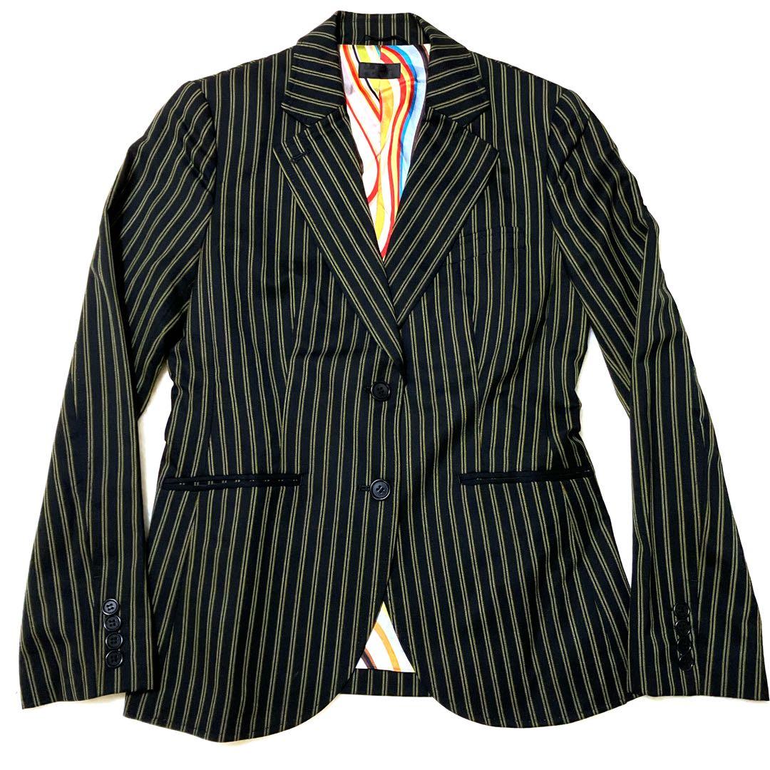 美品 ポールスミス セットアップ パンツ スーツ ストライプ/ブラックイエロー