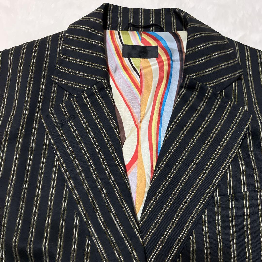 美品 ポールスミス セットアップ パンツ スーツ ストライプ/ブラックイエロー
