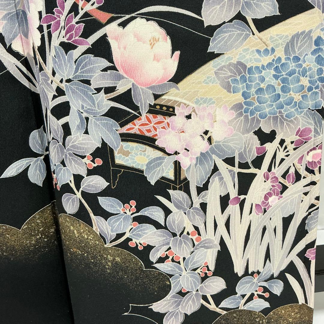 b231 正絹　振袖　友禅　金銀彩　伊達衿付　着物