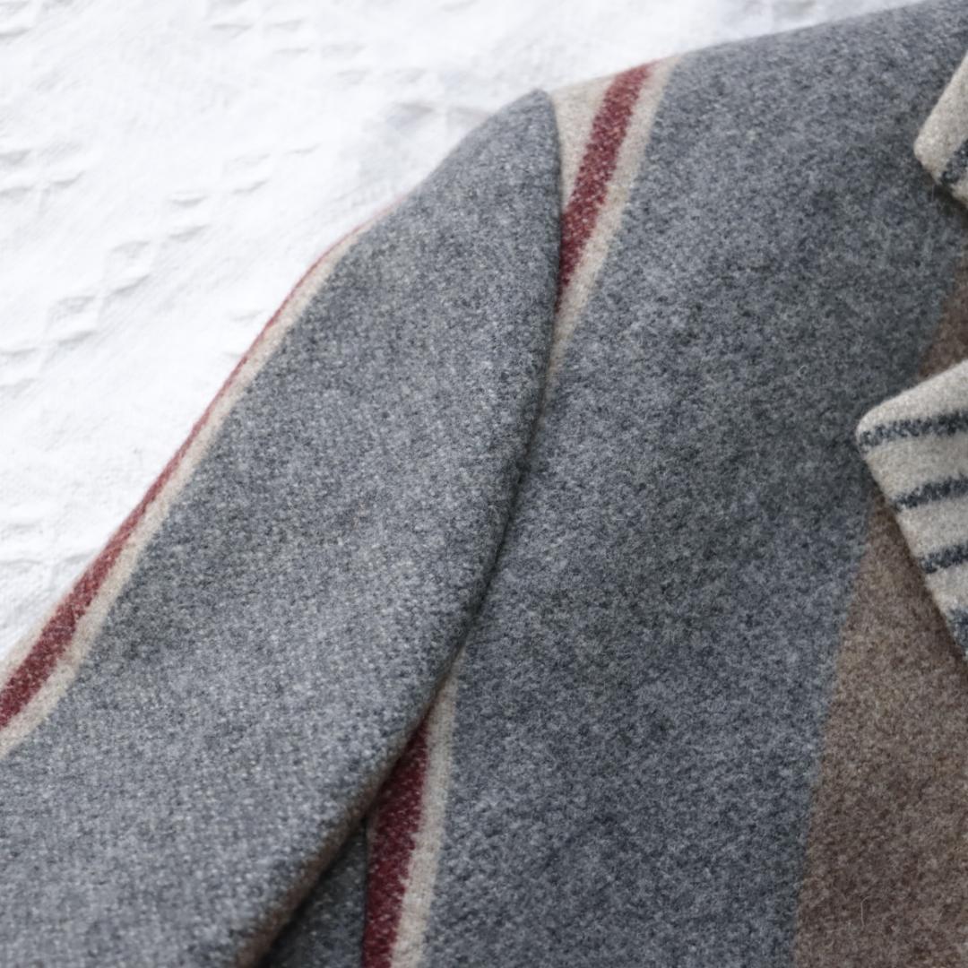 希少！エトロ　ETRO　ストライプ　ウールチェスターコート　44　ミラノ