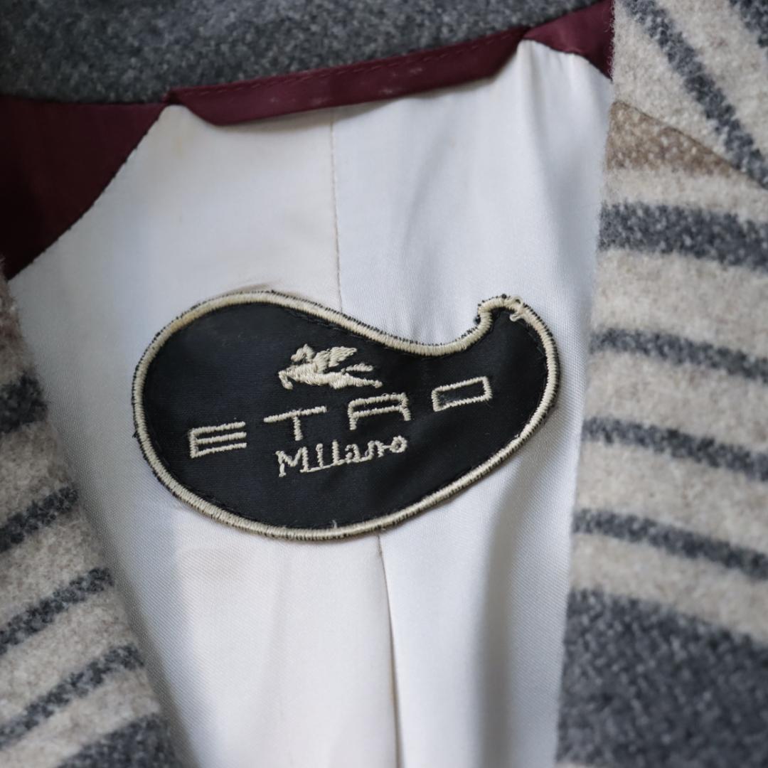希少！エトロ　ETRO　ストライプ　ウールチェスターコート　44　ミラノ