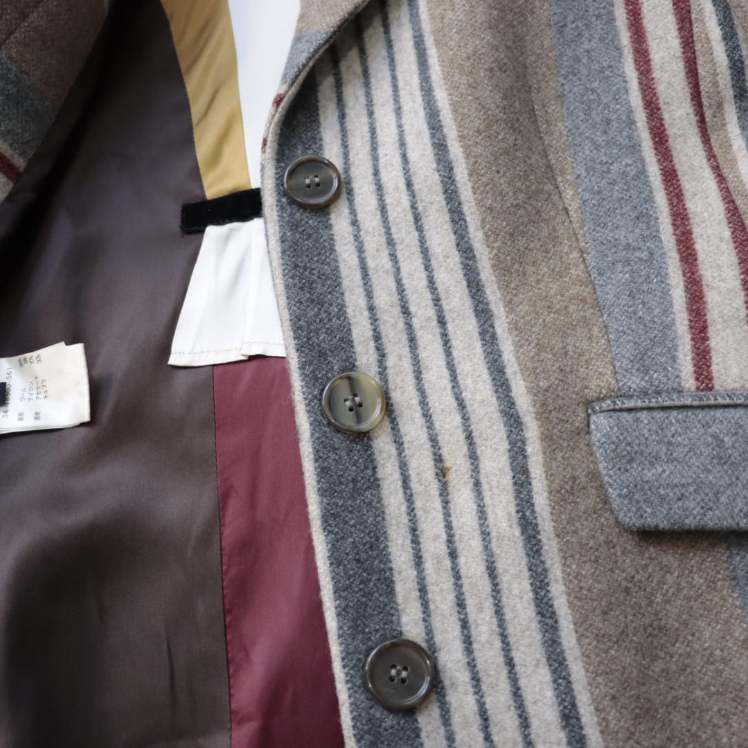 希少！エトロ　ETRO　ストライプ　ウールチェスターコート　44　ミラノ