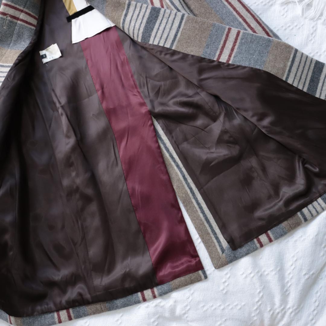 希少！エトロ　ETRO　ストライプ　ウールチェスターコート　44　ミラノ