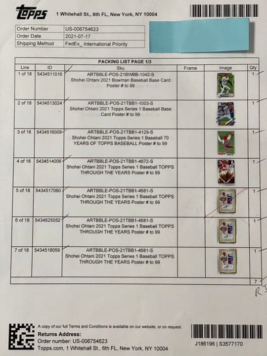 限定99枚大谷翔平2021Topps1 B4ポスタ-