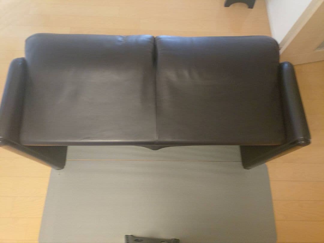 カッシーナ・マラルンガ黒革 ブラックレザー 2人掛けソファ