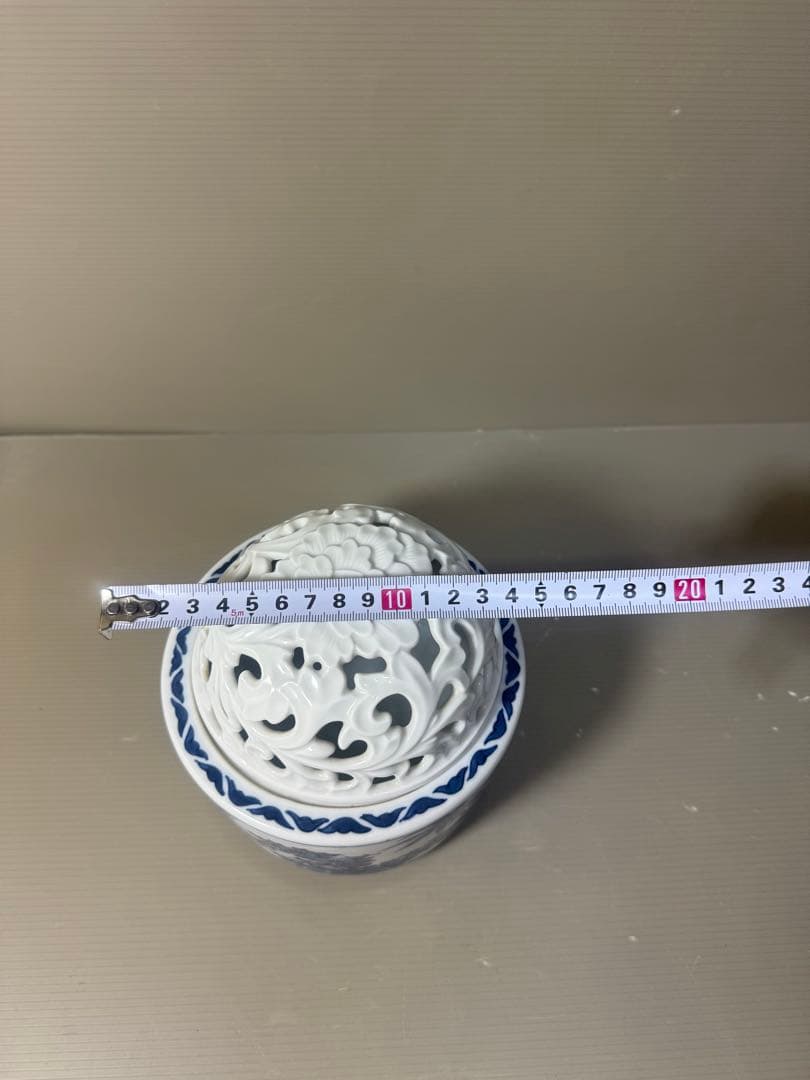 2570 三川内焼　染付四君子文香炉　昭和44年　陽山末太郎作