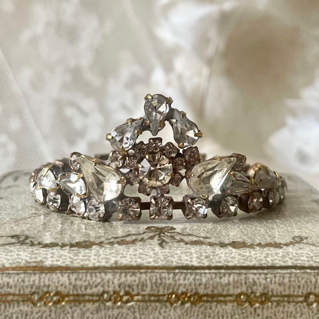 チェコガラスドールティアラA ラインストーン　フランスアンティークヴィンテージ