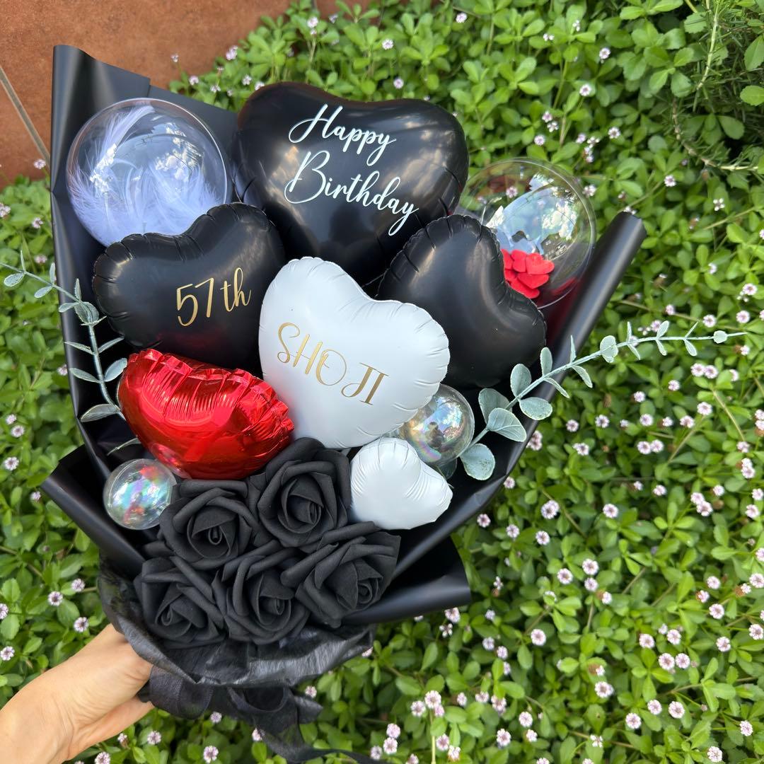 専用☻♡黒バルーンブーケ花束｜風船 推し活 生誕祭 推し会 プレゼント 卒業式