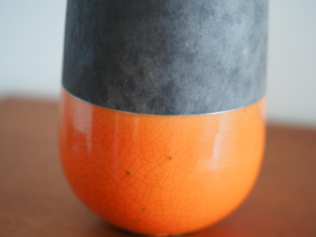 【完売カラー／美品】 人気DOMANI 花器 オレンジ×チャコールグレー