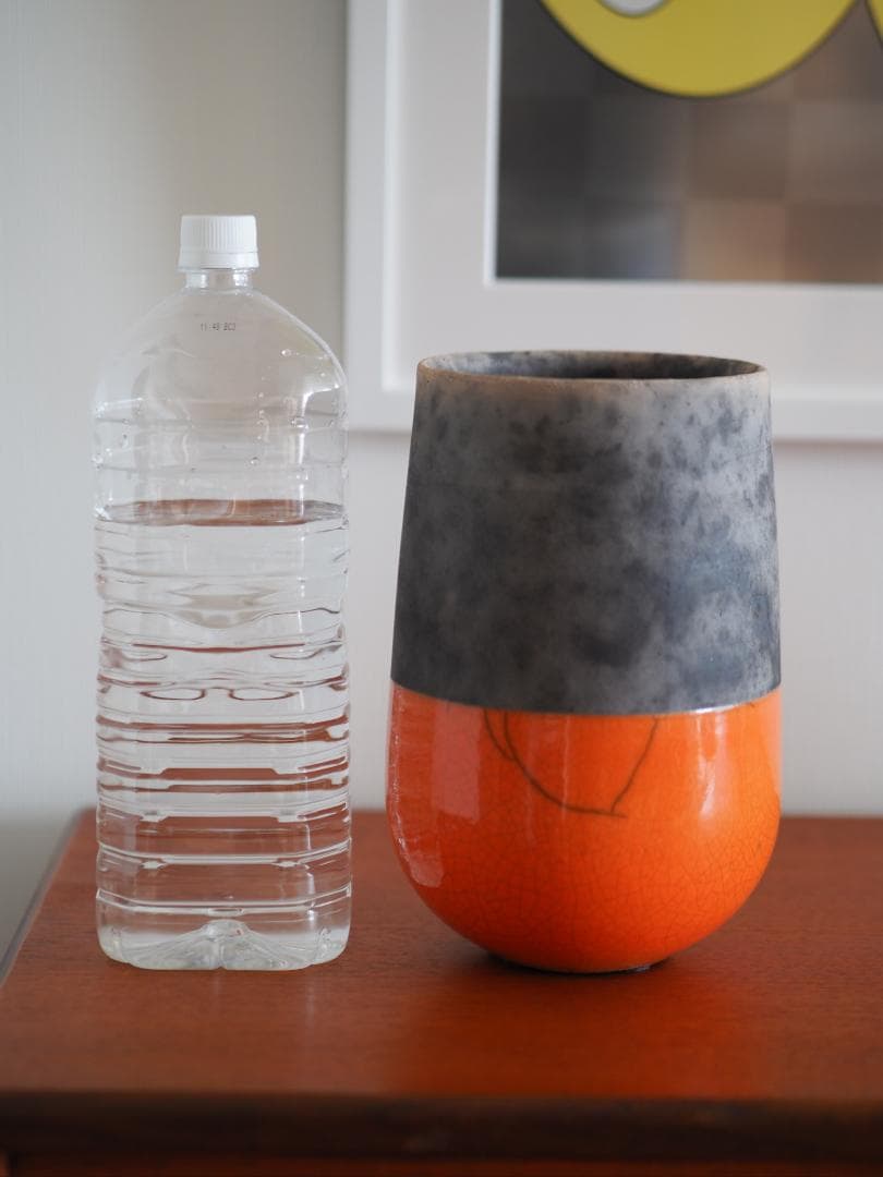 【完売カラー／美品】 人気DOMANI 花器 オレンジ×チャコールグレー