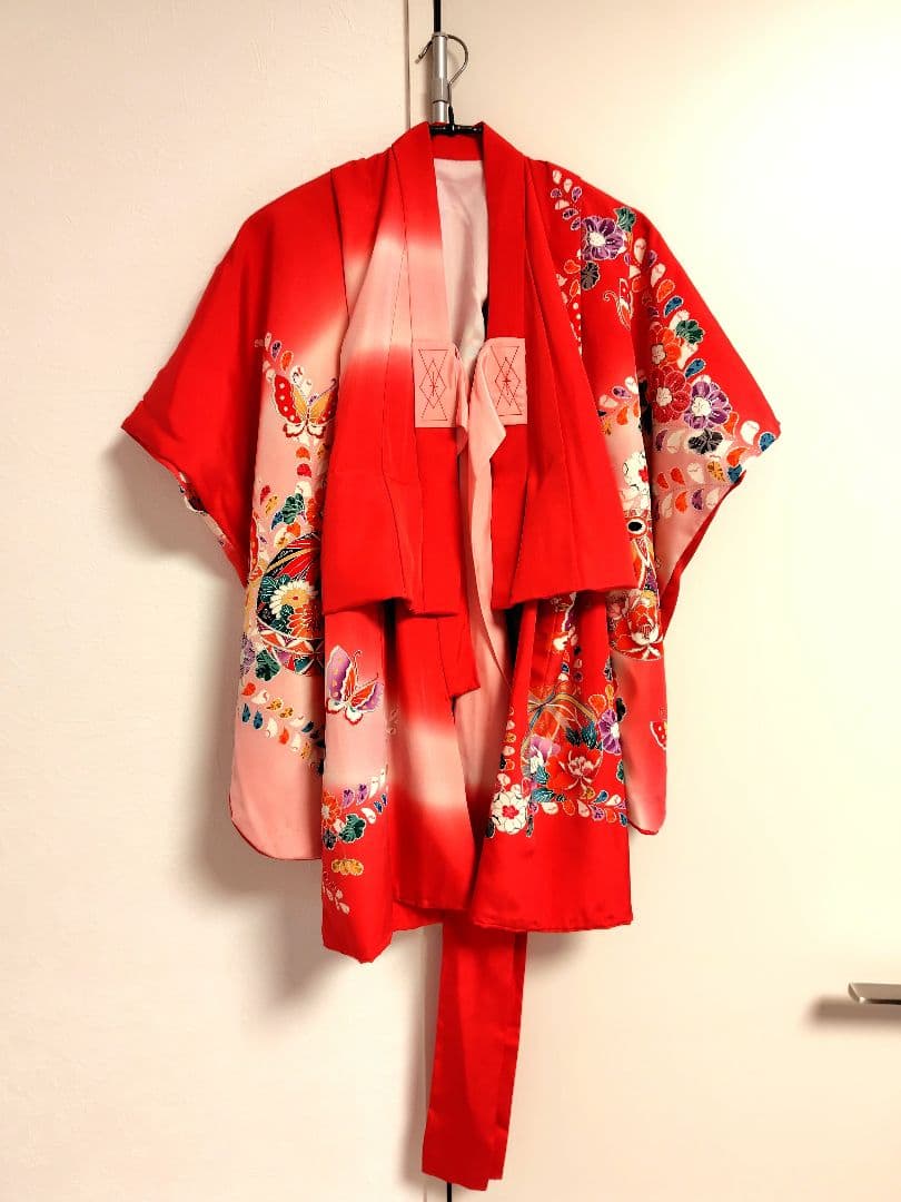 reo622　七五三 ３歳　着物セット　正絹　 お宮参りにも　草履　巾着