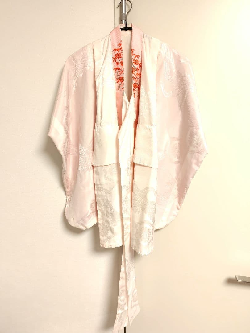 reo622　七五三 ３歳　着物セット　正絹　 お宮参りにも　草履　巾着