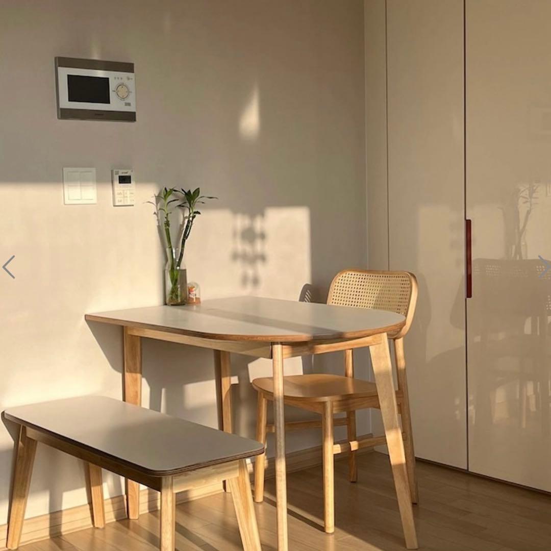 楕円　半円　ダイニングテーブル　韓国インテリア　ホワイト