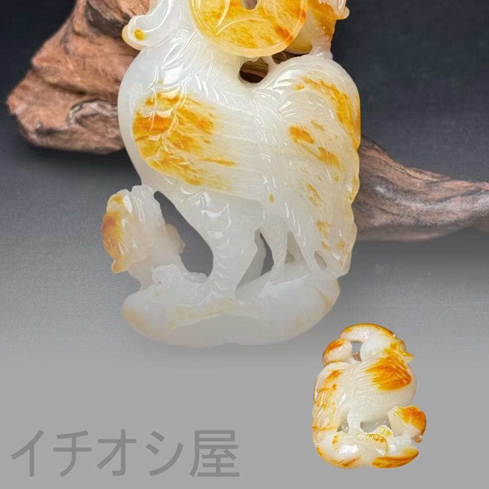 中国古美術【和田古玉 彫刻 鶏】縁起物 官運上昇 時代物 古賞物 古置物 裝身具