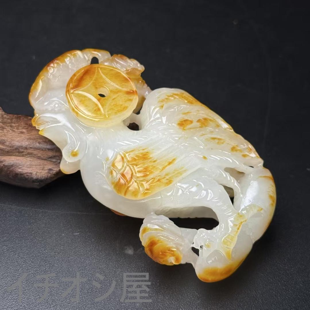 中国古美術【和田古玉 彫刻 鶏】縁起物 官運上昇 時代物 古賞物 古置物 裝身具